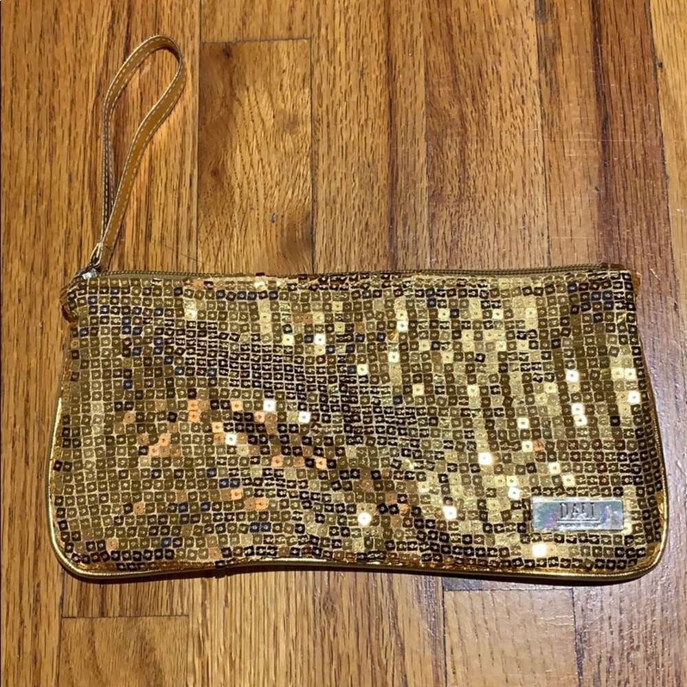 Gold sequin wristlet